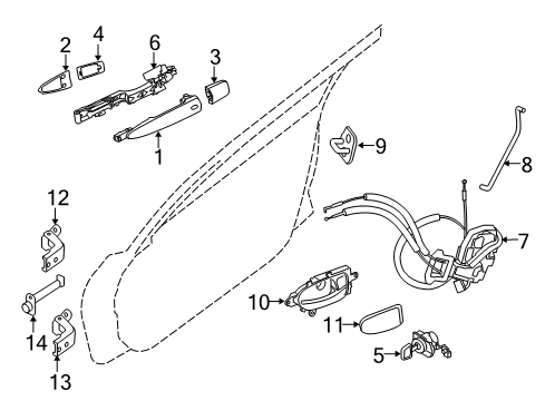 2018 Nissan Maxima Front Door - Lock & Hardware Door Inside Handle Assembly Right Diagram for 80670-4RA0B