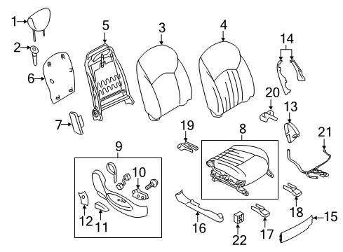 2016 Infiniti QX50 Passenger Seat Components Cover-Seat Slide Diagram for 87508-1BA0A