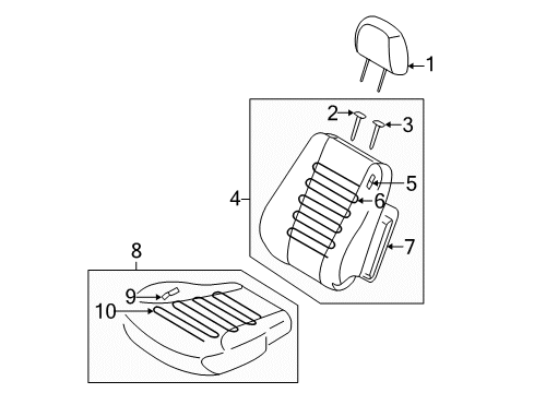 2005 Kia Sportage Front Seat Components Back Cover Assembly-Front Seat Diagram for 881311F000EZ