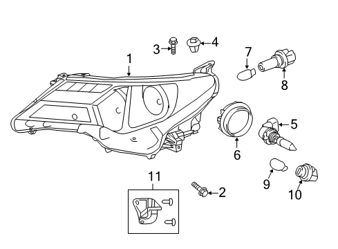 2013 Toyota RAV4 Headlamps Composite Headlamp Diagram for 81150-0R042