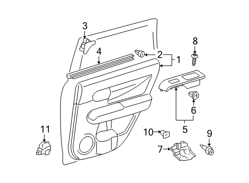 2012 Scion xB Rear Door Door Trim Panel Diagram for 67640-12K40-B0