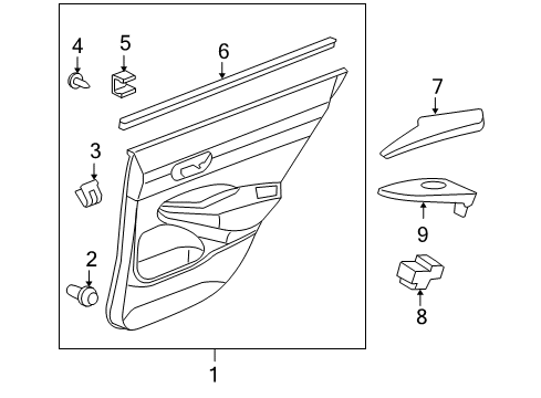 2006 Honda Civic Rear Door Armrest, Left Rear Door Lining (Atlas Gray) Diagram for 83780-SNA-A01ZA
