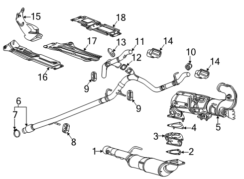 2020 Chevrolet Silverado 1500 Exhaust Components Tailpipe Extension Diagram for 84240390