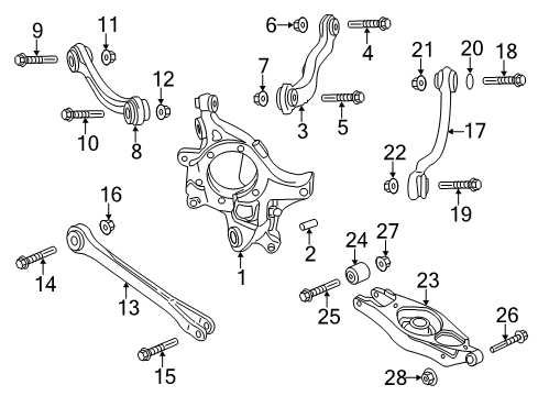 2016 Dodge Charger Rear Suspension Components, Lower Control Arm, Stabilizer Bar Bolt-HEXAGON Head Diagram for 6507538AA