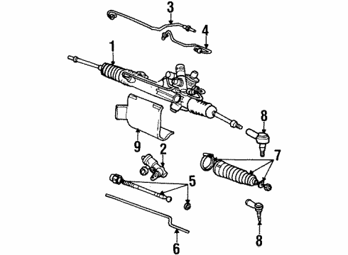 2000 Lincoln Continental Steering Column, Steering Gear & Linkage, Steering Wheel & Trim Gear Assembly Diagram for XF3Z-3504-BBRM