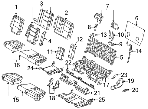 2019 Dodge Durango Rear Seat Components Rear Seat Back Cover Diagram for 6QU28DX9AB