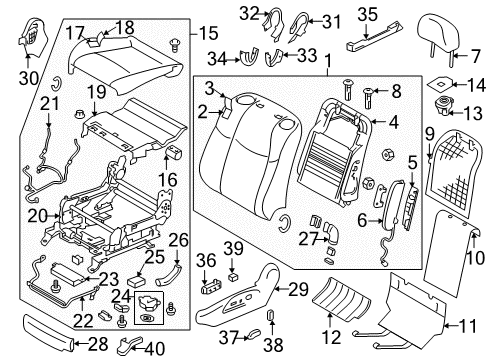 2012 Infiniti M35h Driver Seat Components Holder Assy-Headrest, Free Diagram for 87603-9Y000