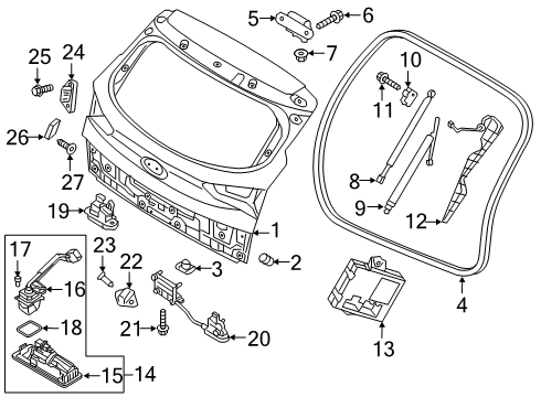 2021 Hyundai Tucson Parking Aid Hinge Assembly-Tail Gate Diagram for 79710-2S000