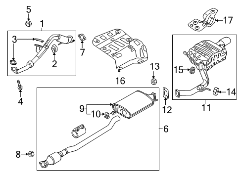 2017 Kia Sorento Exhaust Components Rear Muffler Assembly Diagram for 28710C6250