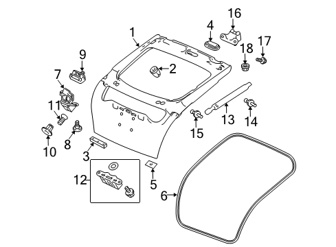 2010 Honda Accord Crosstour Lift Gate Tailgate (DOT) Diagram for 68100-TP6-A80ZZ