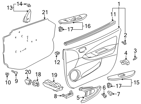 2003 Toyota Prius Front Door Door Trim Panel Clip Diagram for 90467-07066-B8