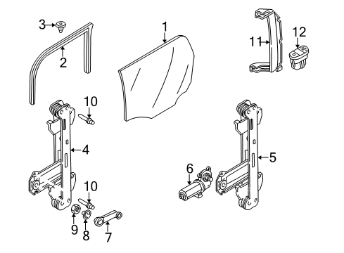 2006 Ford Focus Rear Door - Glass & Hardware Window Handle Plate Diagram for 5S4Z-5423370-AAB
