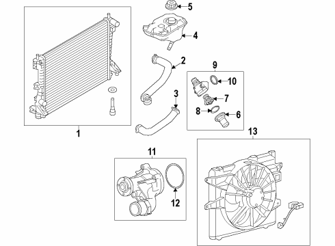 2011 Ford Mustang Cooling System, Radiator, Water Pump, Cooling Fan Fan Module Diagram for DR3Z-8C607-D