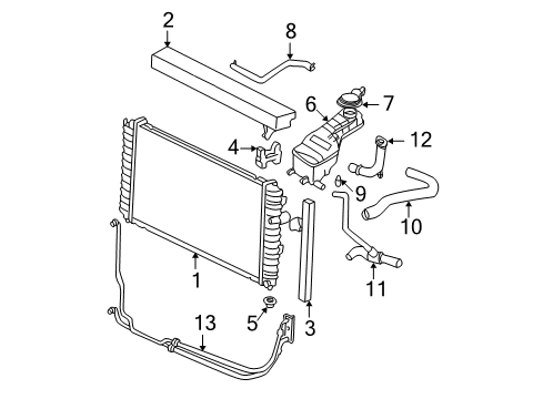 1998 Chevrolet Malibu Radiator & Components Hose Assembly Assembly Radiator Outlet Diagram for 22594002