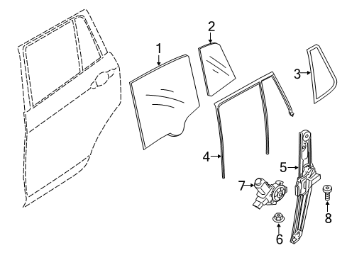 2015 BMW X4 Rear Door Window Guide, Left Rear Door Diagram for 51357335497