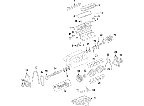 2014 Chevrolet Corvette Engine Parts, Mounts, Cylinder Head & Valves, Camshaft & Timing, Oil Pan, Oil Pump, Crankshaft & Bearings, Pistons, Rings & Bearings, Variable Valve Timing Front Mount Diagram for 20980866