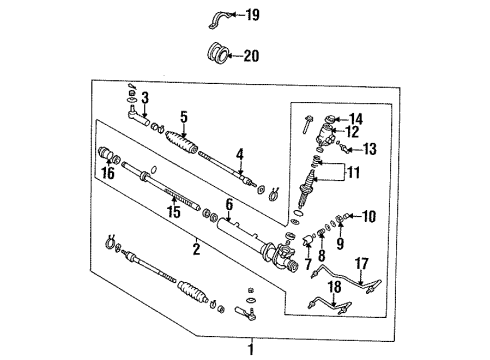 1997 Nissan 240SX Steering Column & Wheel, Steering Gear & Linkage Gear & Linkage-Power Steering Diagram for 49001-70F01