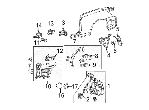 2005 Toyota Solara Inner Structure - Quarter Panel Seal Grommet Diagram for 90189-06047