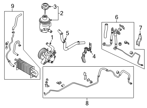 2007 Kia Amanti P/S Pump & Hoses, Steering Gear & Linkage Bracket-Reservoir Mounting Diagram for 572203F100