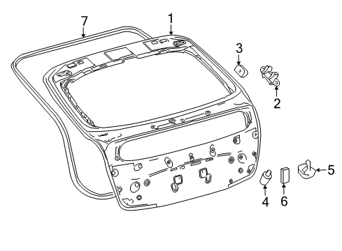 2022 Toyota Prius Gate & Hardware Lift Gate Stopper Diagram for 67281-47020