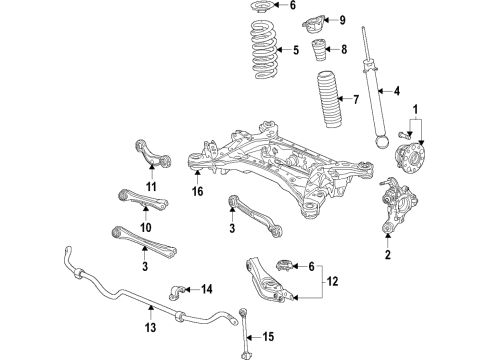 2021 Acura TLX Rear Suspension, Lower Control Arm, Upper Control Arm, Ride Control, Stabilizer Bar, Suspension Components NUT (12MM) Diagram for 90213-TGV-A00