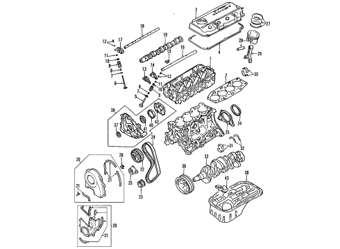 1994 Mitsubishi Mirage Engine Parts, Mounts, Cylinder Head & Valves, Camshaft & Timing, Oil Pan, Oil Pump, Crankshaft & Bearings, Pistons, Rings & Bearings Bracket Diagram for MB691238