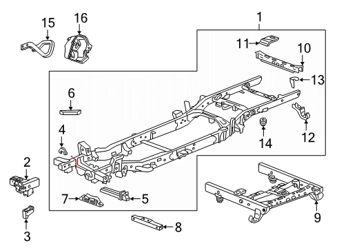 2019 GMC Sierra 1500 Frame & Components Suspension Crossmember Diagram for 84408965