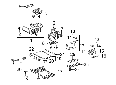 2015 Toyota Sienna Center Console Cover Clip Diagram for 90467-A0002-B1