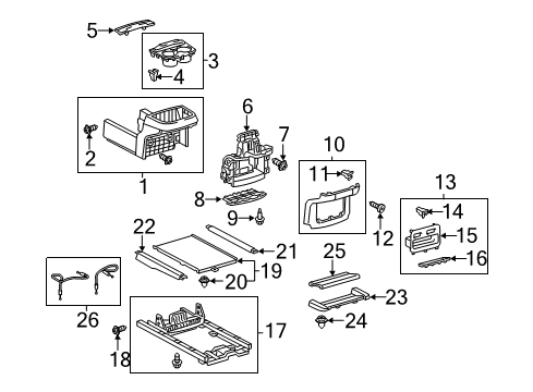 2011 Toyota Sienna Center Console Front Console Bolt Diagram for 90080-11433