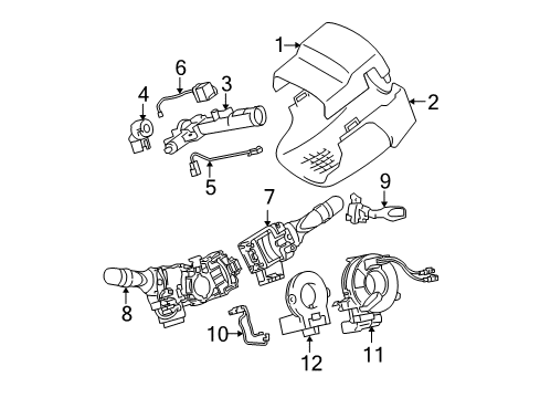 2005 Toyota Avalon Shroud, Switches & Levers Lower Column Cover Diagram for 45287-AC012-A0