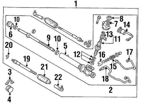 1997 Infiniti J30 Steering Column & Wheel, Steering Gear & Linkage Power Steering Gear & Linkage Assembly Diagram for 49001-10Y00