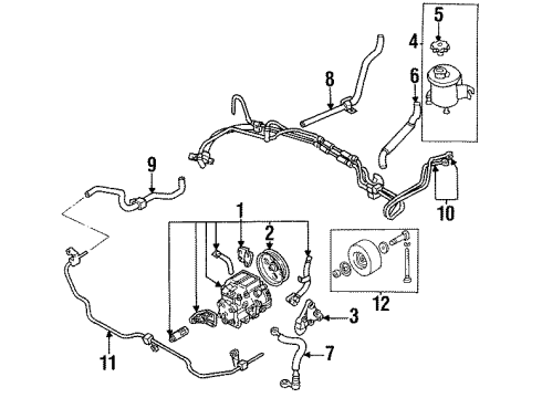 1995 Infiniti Q45 P/S Pump & Hoses, Steering Gear & Linkage Power Steering Hose & Tube Set Diagram for 49710-64U20