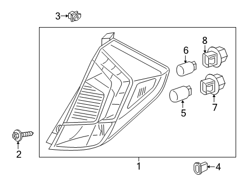 2017 Honda Fit Bulbs Taillight Assy., R. Diagram for 33500-T5A-A21