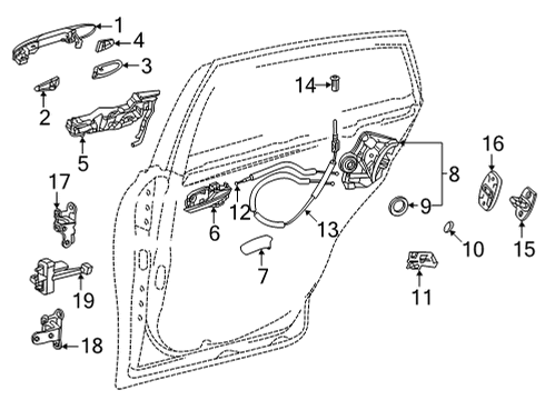 2022 Toyota Mirai Lock & Hardware Handle, Outside Diagram for 69211-47021-A6