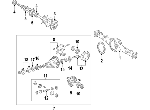 2019 Toyota Tacoma Rear Axle, Differential, Propeller Shaft Carrier Case Diagram for 41101-0K011