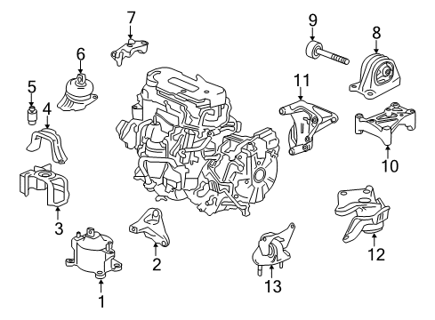 2017 Honda Accord Engine & Trans Mounting Bracket, Engine Side Mounting Diagram for 50620-T3W-J01