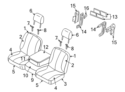 2006 Dodge Ram 1500 Front Seat Components Front Seat Center Cushion Diagram for 1DP391D5AA