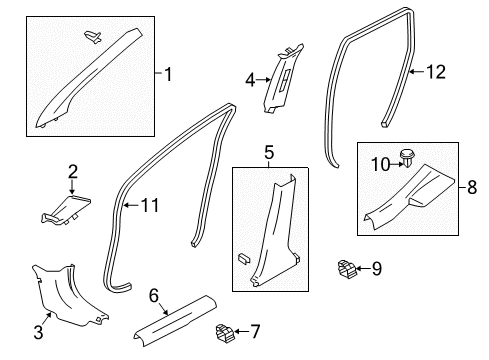 2018 Nissan Versa Note Interior Trim - Pillars, Rocker & Floor GARNISH Assembly-Front Pillar, RH Diagram for 76911-9ME0A