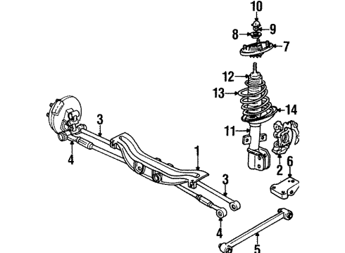 1998 Pontiac Grand Prix Rear Suspension Components, Stabilizer Bar Strut Diagram for 88945803