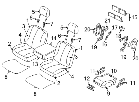 2002 Dodge Ram 1500 Front Seat Components Cover-Floor Console Bin Diagram for WP201QLAA