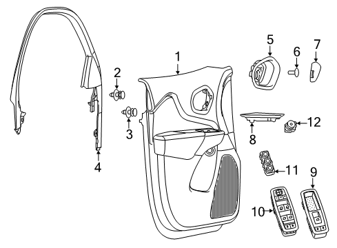 2014 Jeep Cherokee Interior Trim - Front Door Mat-Pull Cup Diagram for 1WF21DX9AC