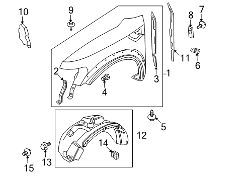 2011 Ford F-150 Fender & Components Front Insulator Diagram for AL3Z-16071-A