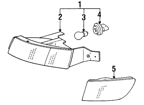 1991 Toyota MR2 Signal Lamps Side Reflector Diagram for 81610-17010