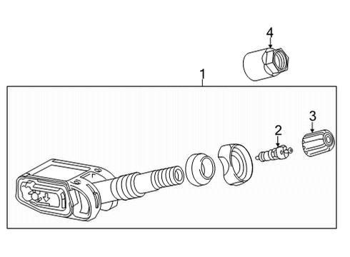 2020 GMC Sierra 3500 HD Tire Pressure Monitoring TPMS Sensor Diagram for 84981240