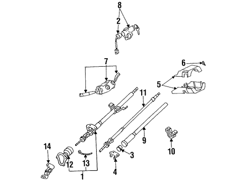1989 Nissan Sentra Switches Column Assembly-Steer Impact Absorb Diagram for 48805-86A02