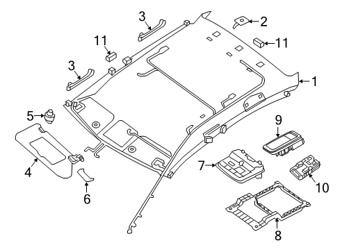 2020 Nissan Maxima Interior Trim - Roof Lamp Assembly Map Diagram for 26430-4RA7A