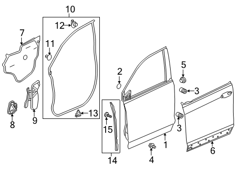 2019 Honda Ridgeline Front Door Clip, Door Seal Diagram for 90651-TG7-000