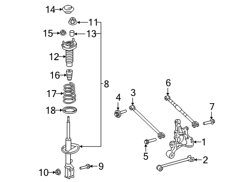 2016 Toyota Camry Rear Suspension Components, Stabilizer Bar Strut Diagram for 48530-09Z10