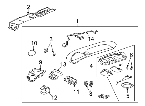 1997 Ford Expedition Overhead Console Dash Control Unit Diagram for F75Z19980BB