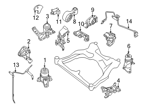 2011 Nissan Murano Engine & Trans Mounting Support-Engine Mounting, LH Diagram for 11274-JP01B